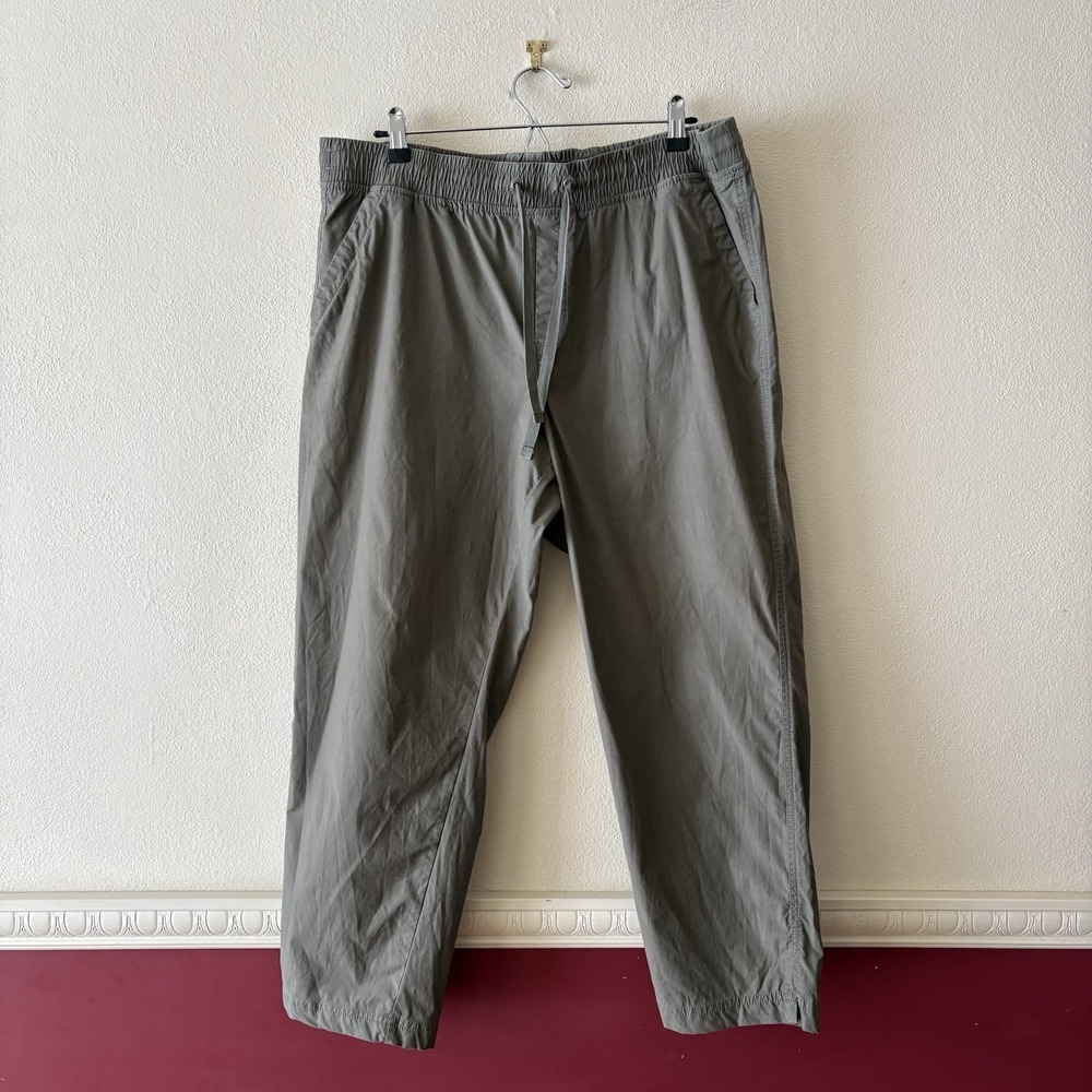 Eddie‎ Bauer olive green cotton blend drawstring stright leg ankle pants